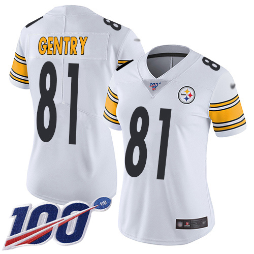 Women Pittsburgh Steelers Football #81 Limited White Zach Gentry Road 100th Season Vapor Untouchable Nike NFL Jersey